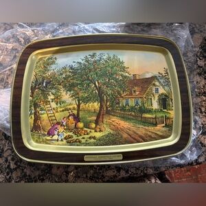 Vintage AMERICAN HOMESTEAD AUTUMN CURRIER & IVES -1868 Tin